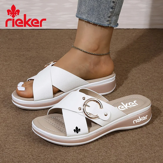 RIEKER platform szandál keresztezett pántokkal