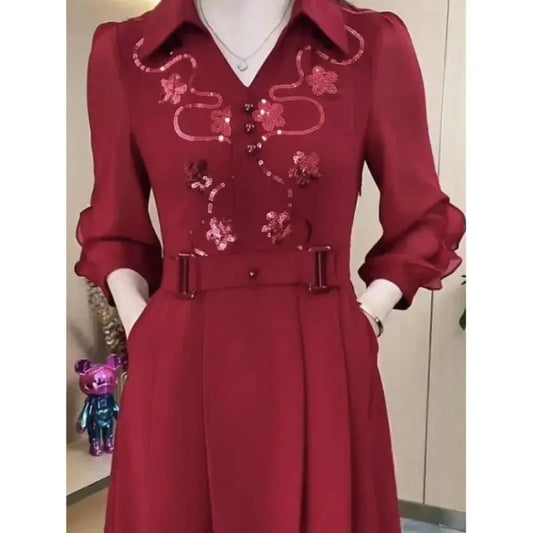 🔥👗【M-4XL】Új kiváló minőségű V-nyakú sifon ruha