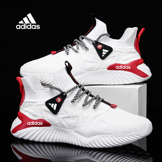 Adidas sportcipők szőtt anyagból és stílusos kiegészítőkkel