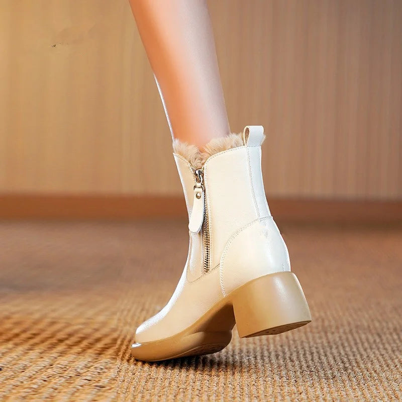 Téli meleg nyúlprémes hócsizma