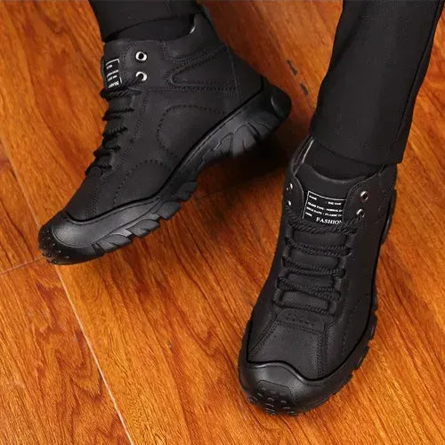 Férfi barna bőr alkalmi bokacsizma