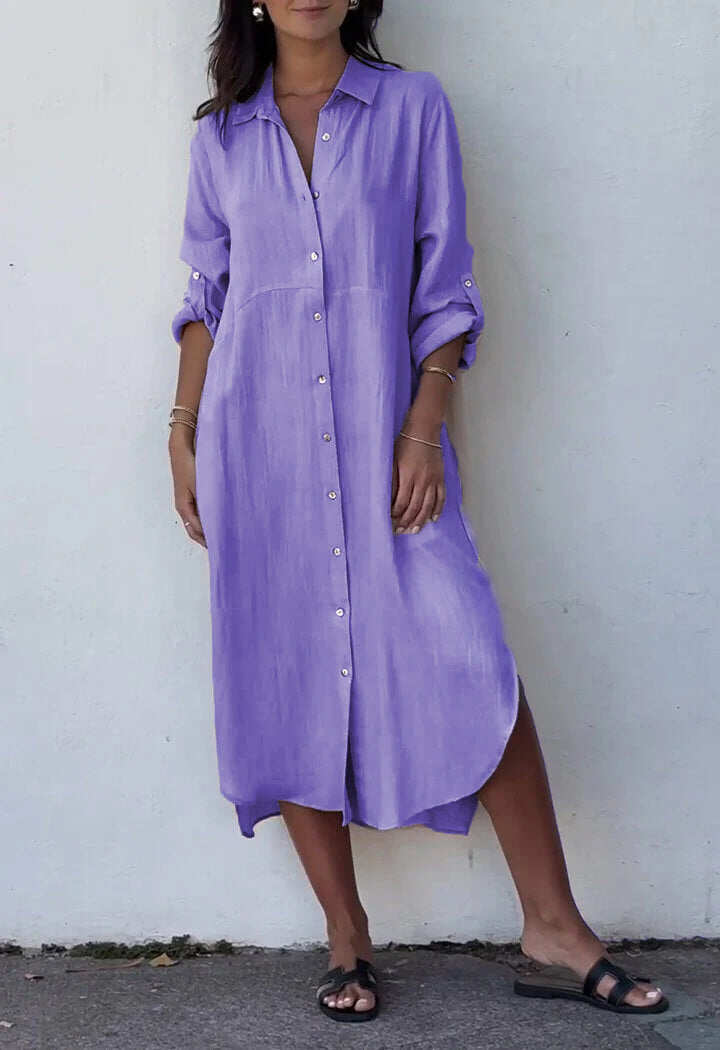 Lapel Egysoros bő ruha