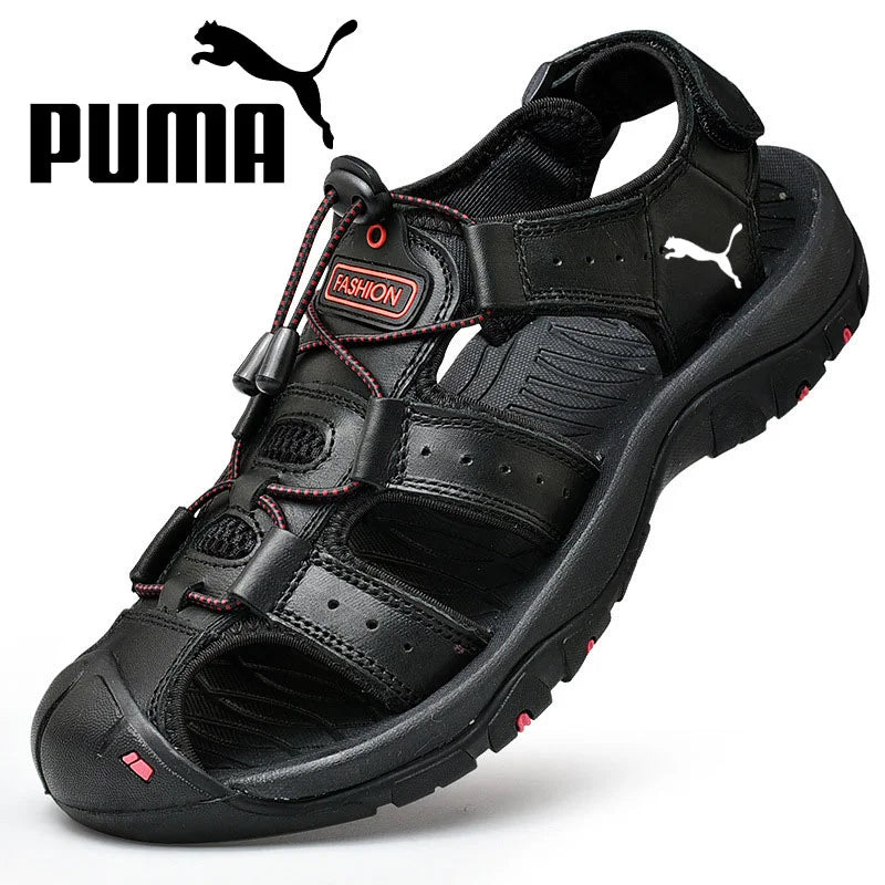 PUMA® borjúbőr, kézzel varrott szandál