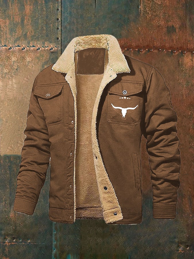 Férfi retro western téli polár kabát