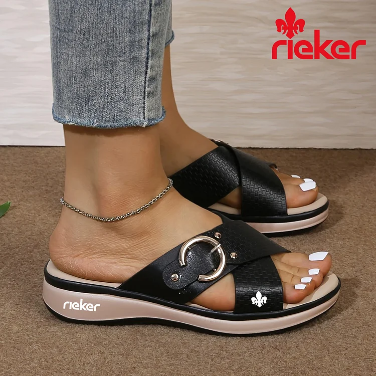 RIEKER platform szandál keresztezett pántokkal