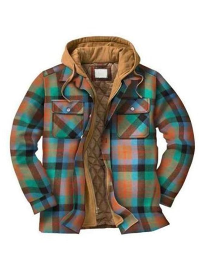 WEBHELYEM Férfi őszi, téli kapucnis, vastagított cipzáras hamis kétrészes bélelt dzseki