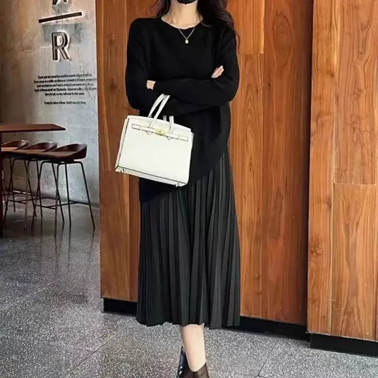 【S-2XL】 Patchwork kötött női pulóver ruha