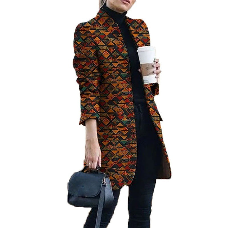 Őszi-téli nyomott gallér és stílusos kabát