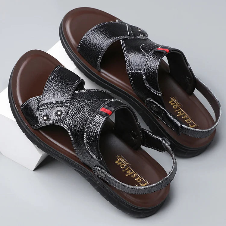 Nagy méretű férfi bőr strandszandál