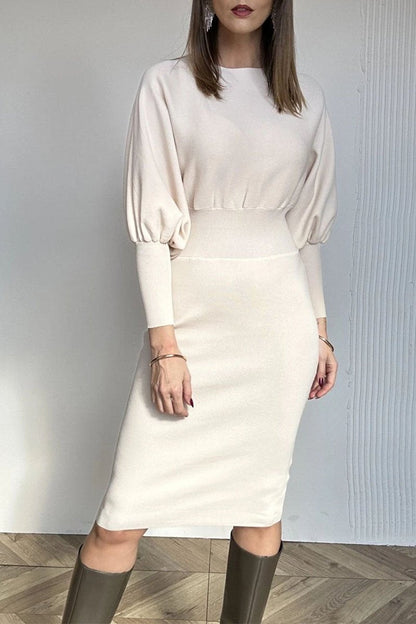 Női patchwork ruha kerek nyakkivágással és hosszú ujjal