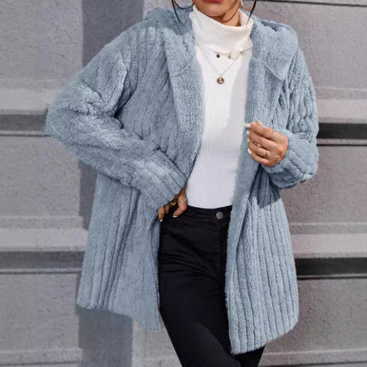 Meleg, kifordítható Arctic polár kabát kapucnival és függőleges csíkokkal