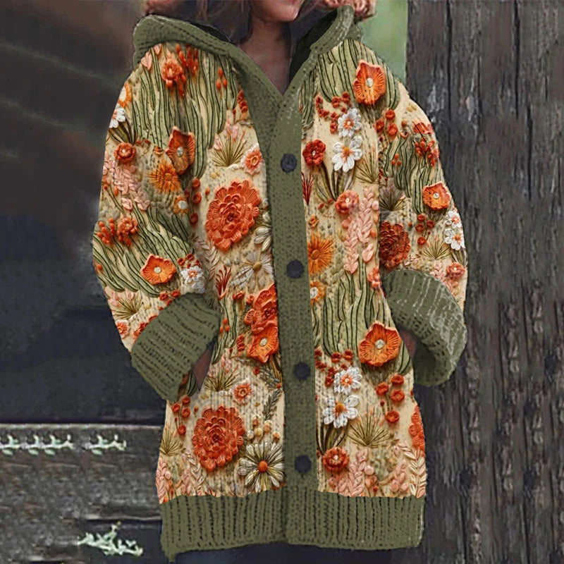 Elegáns, hangulatos kardigán hímzett virágokkal
