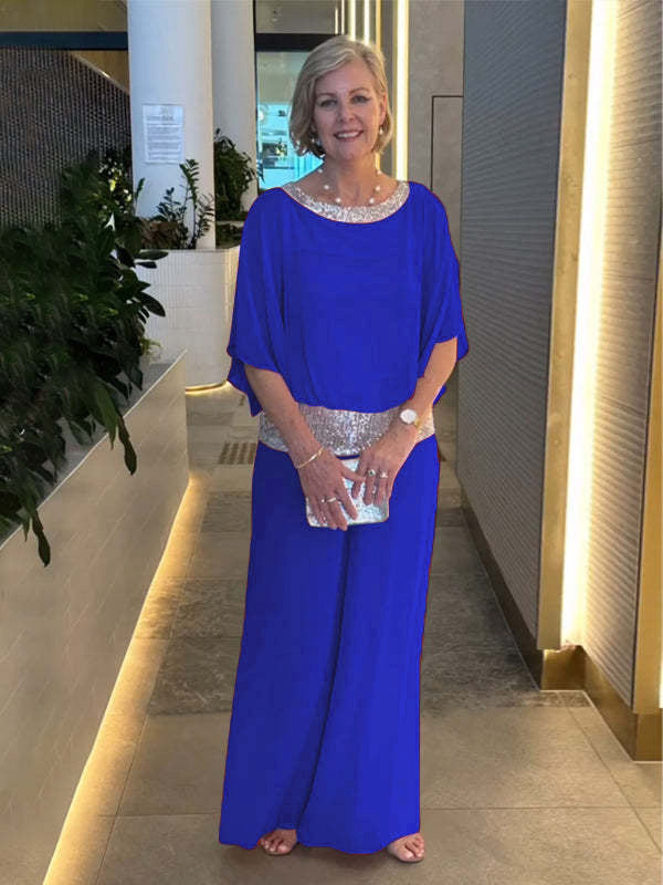 💞Kiárusítás🔥Elegáns, fényes, színes, kerek nyakú, kétrészes szett [2 darab vásárlása esetén ingyenes szállítás]