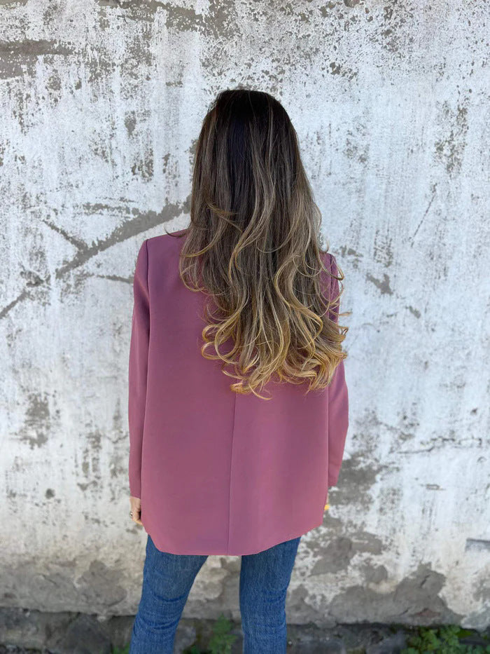 Divatos, hosszú ujjú kabát egyszínű színben