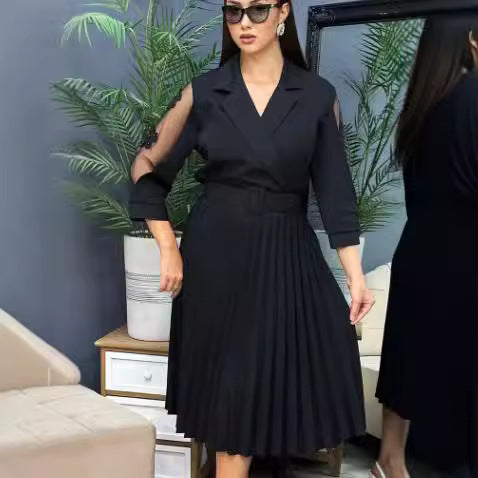 S-5XL👗Őszi-téli prémium ruha tiszta fekete színben, kiváló minőségben