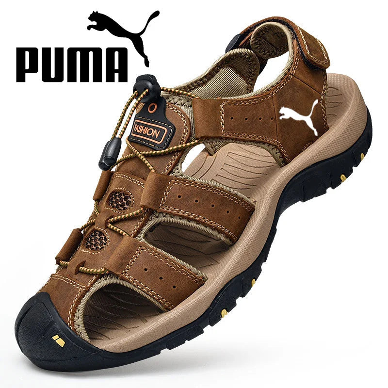 PUMA® borjúbőr, kézzel varrott szandál
