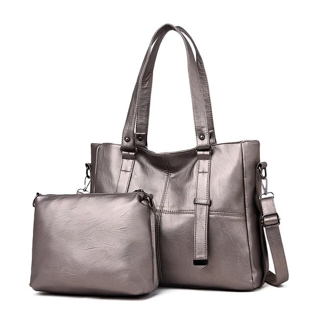 TÁGAS, PUHA ÖKO BŐRBŐL készült NŐI TÁSKA + AJÁNDÉKHÁTIZSÁK!