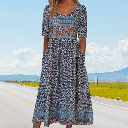 🌸 Dami elegáns ruha cseh mintával.