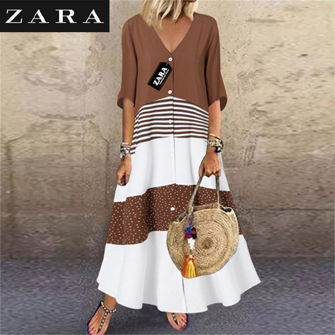 ÚJ NYÁRI HOSSZÚ ZARA RUHA V-NYAKAL