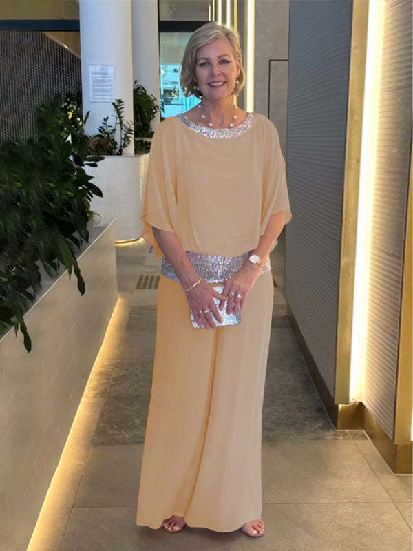 💞Kiárusítás🔥Elegáns, fényes, színes, kerek nyakú, kétrészes szett [2 darab vásárlása esetén ingyenes szállítás]