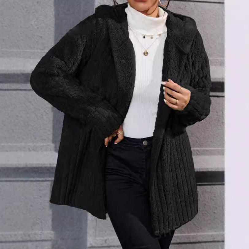 Meleg, kifordítható Arctic polár kabát kapucnival és függőleges csíkokkal