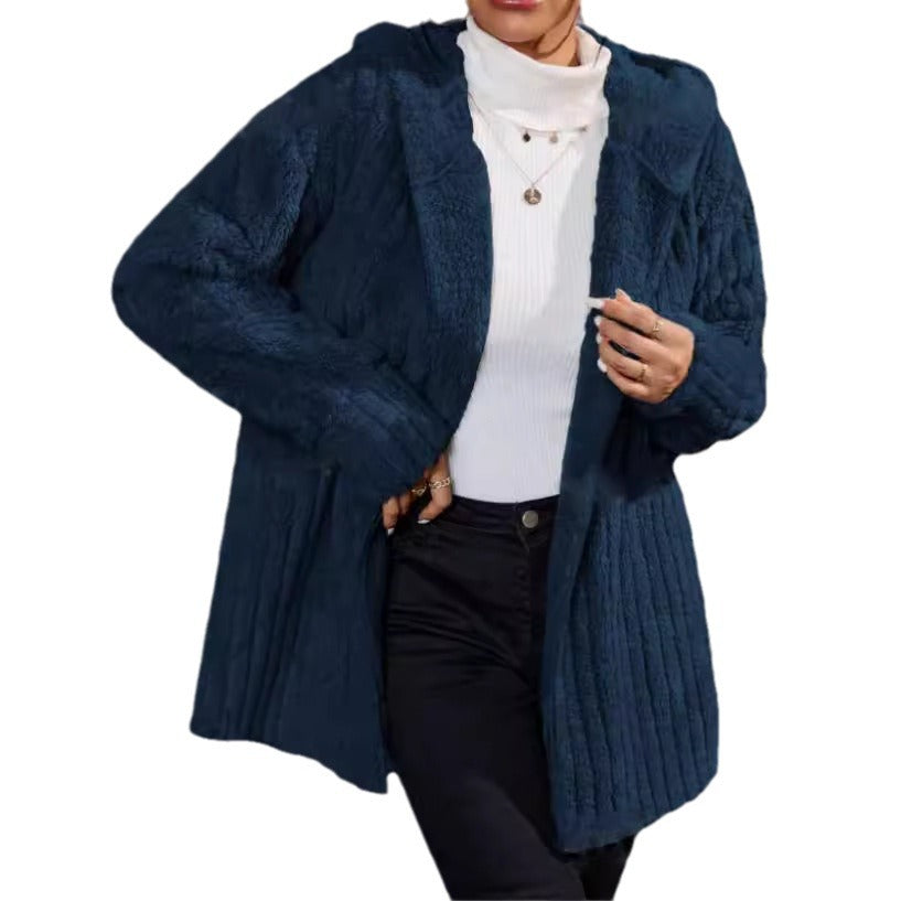 Meleg, kifordítható Arctic polár kabát kapucnival és függőleges csíkokkal