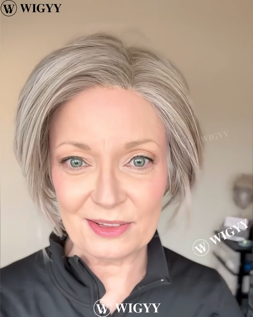 Wigyy Sleek Grey Straight Bob paróka