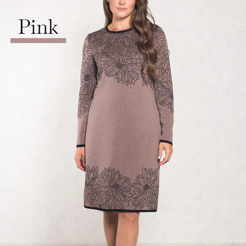 💃Új 2025-ös előrendelés✨Egyszerű hosszú ujjú, nyomtatott kerek nyakú ruha