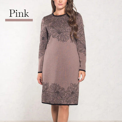 💃Új 2025-ös előrendelés✨Egyszerű hosszú ujjú, nyomtatott kerek nyakú ruha