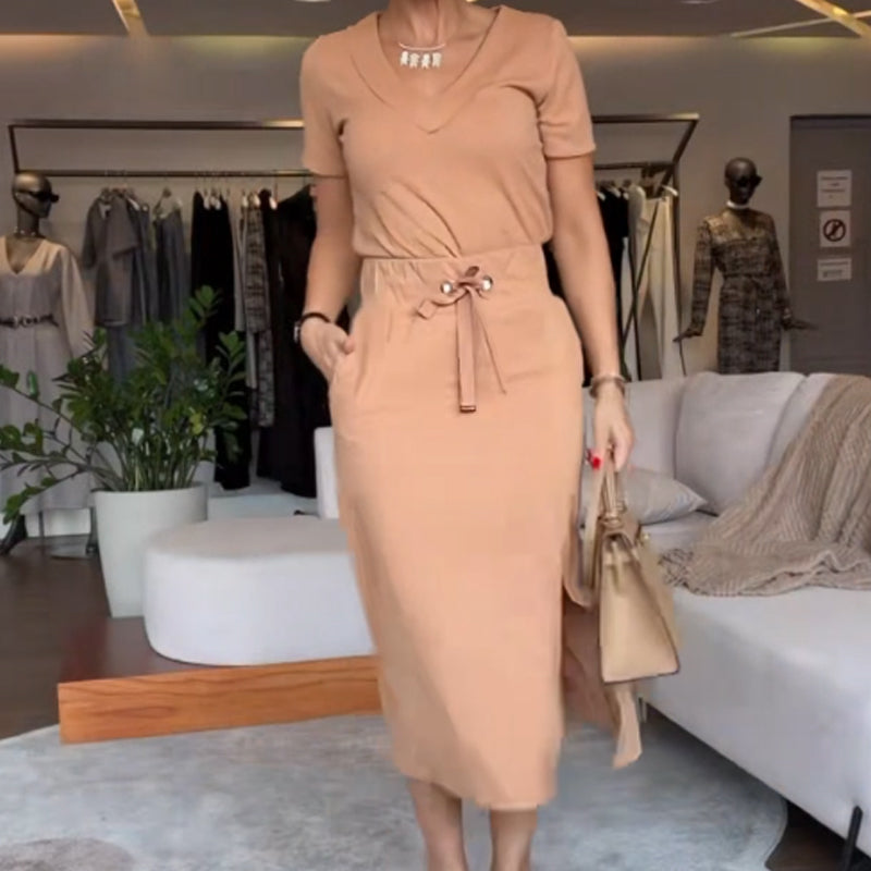 🌸Tavaszi akció🌸V-nyakú női felső és szoknya