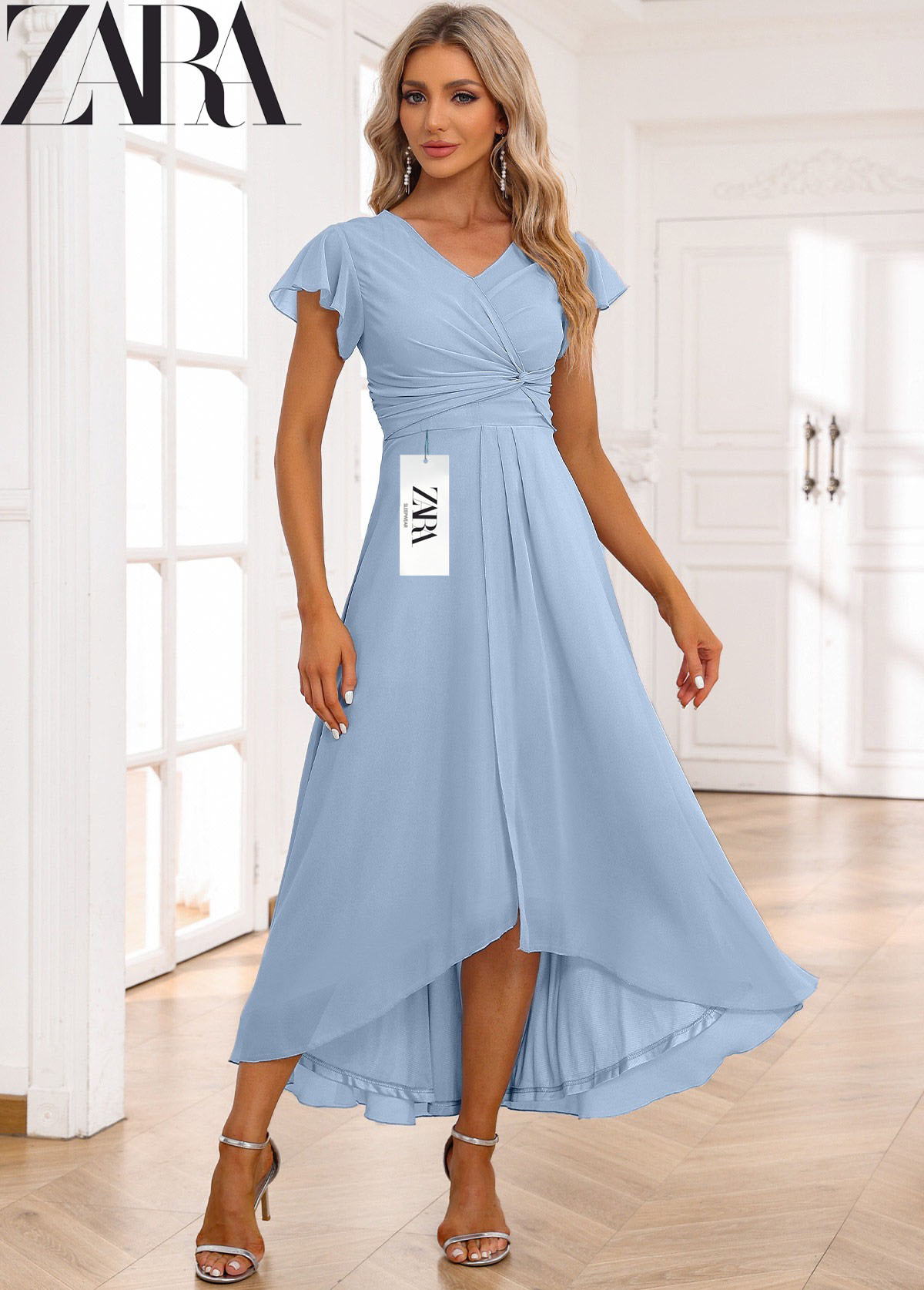 Női ruha sifon fodros díszítéssel