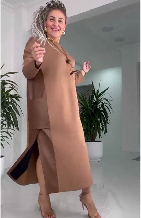 Női bő bőr patchwork ruha zsebekkel