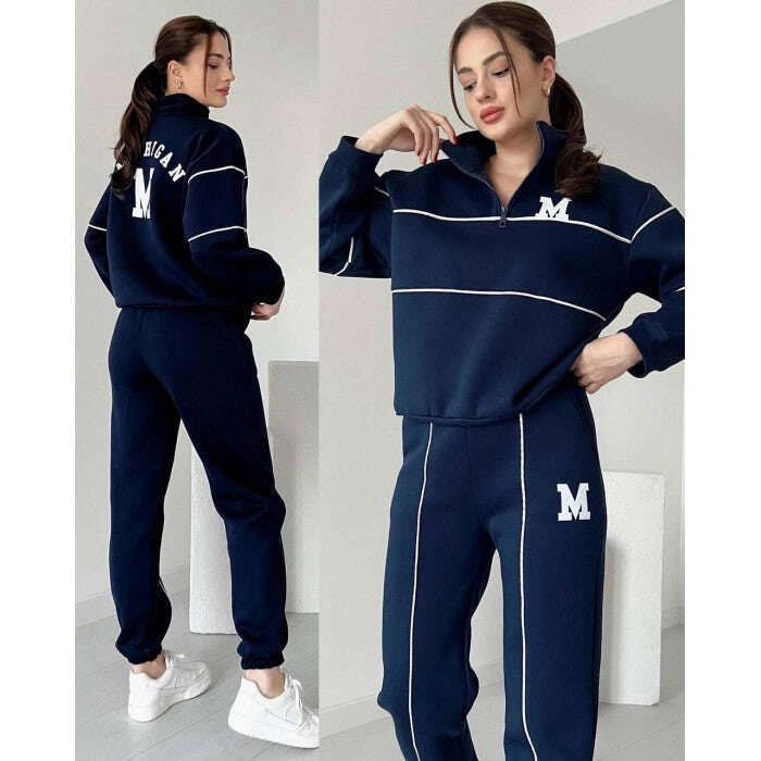 Kétrészes női alkalmi szett, hosszú ujjú tiszta pamutból