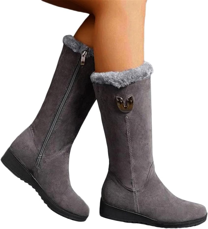 Női lábszárközépig érő téli csizma, meleg, párnázott hócsizma