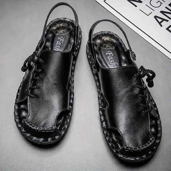 Nagyméretű férfi kültéri szandál légáteresztő marhabőrből