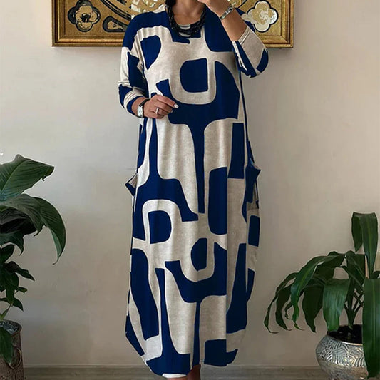 ✨Női hosszú ujjú ruha mintával