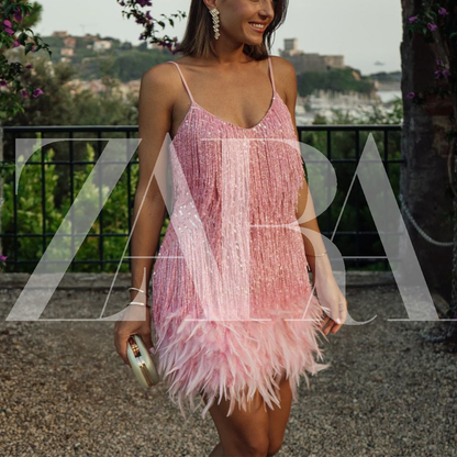 [ZARA]Luxus Bojtos Flitteres Függöny Ruha