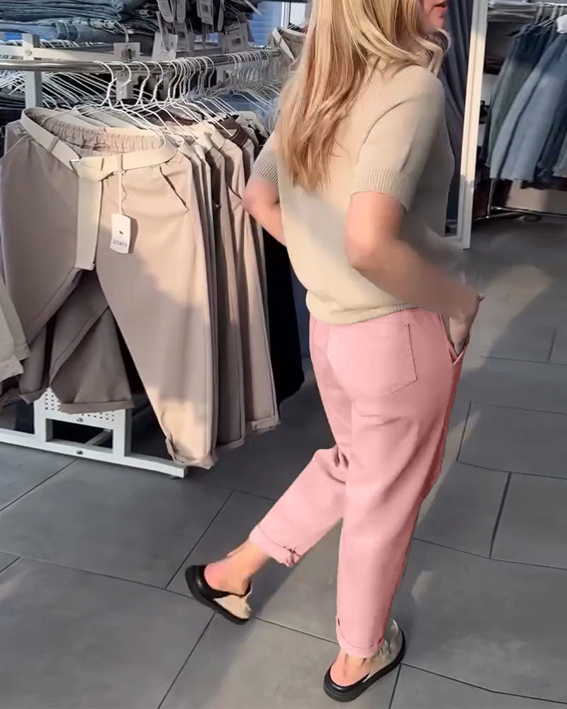 Nadrágok Egyszínű Lezser Egyenes