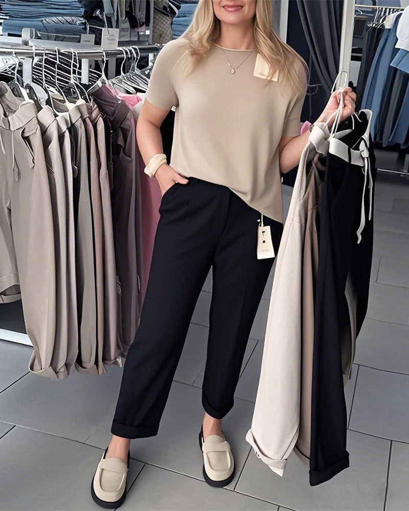 Nadrágok Egyszínű Lezser Egyenes