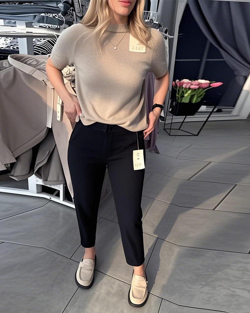 Nadrágok Egyszínű Lezser Egyenes