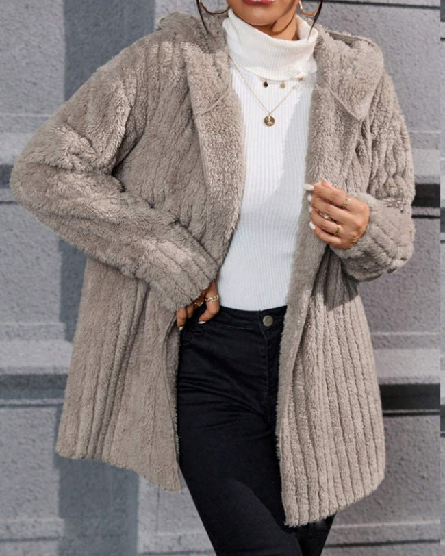 Meleg, kifordítható Arctic polár kabát kapucnival és függőleges csíkokkal