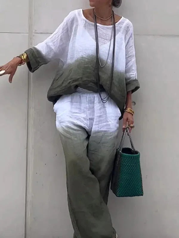 KÉT RÉSZES NŐI PAMUT ÉS VÉSZ ÁTMENETI SZÍNEKBEN