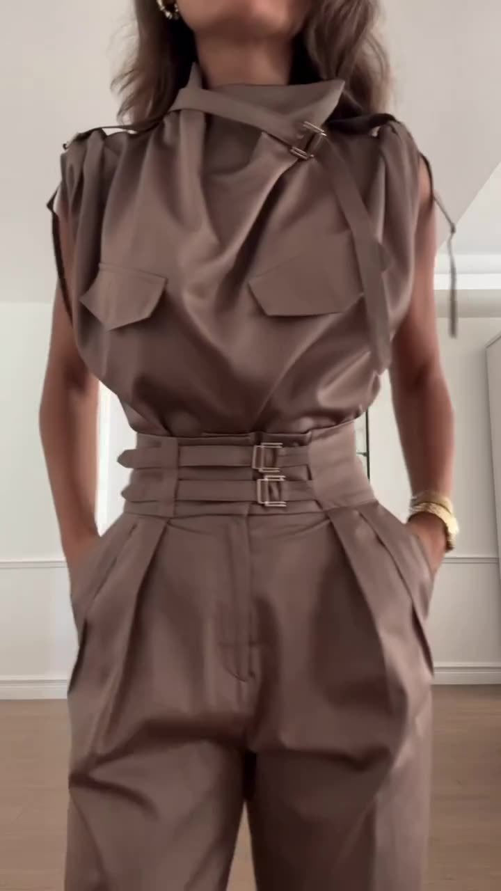 Női elegáns nyári ujjatlan kétrészes szett