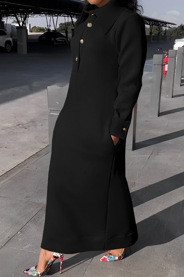 Alkalmi, egyszínű hajtókás félgombos ruha