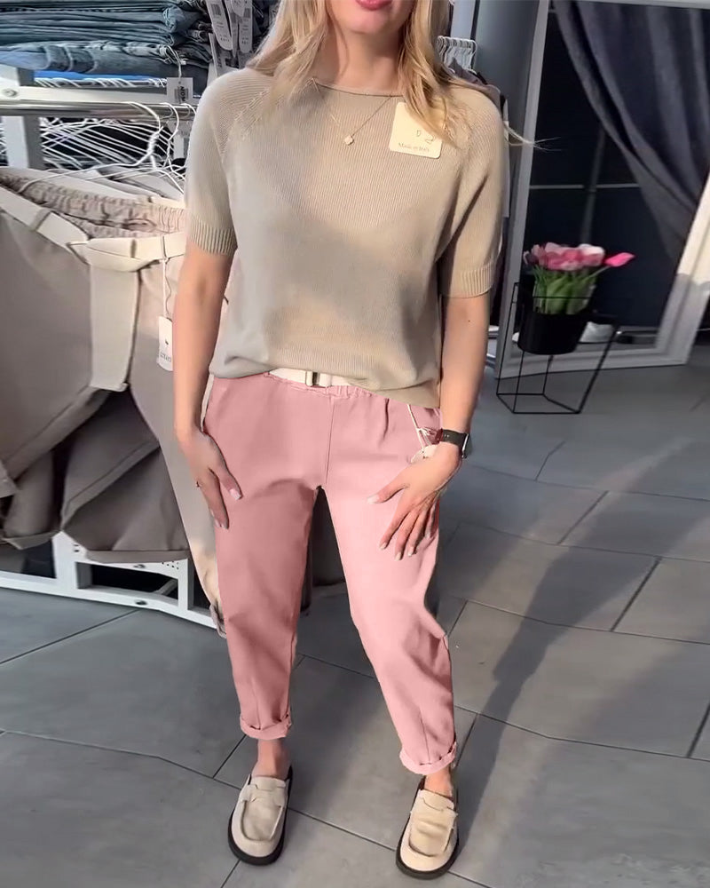 Nadrágok Egyszínű Lezser Egyenes