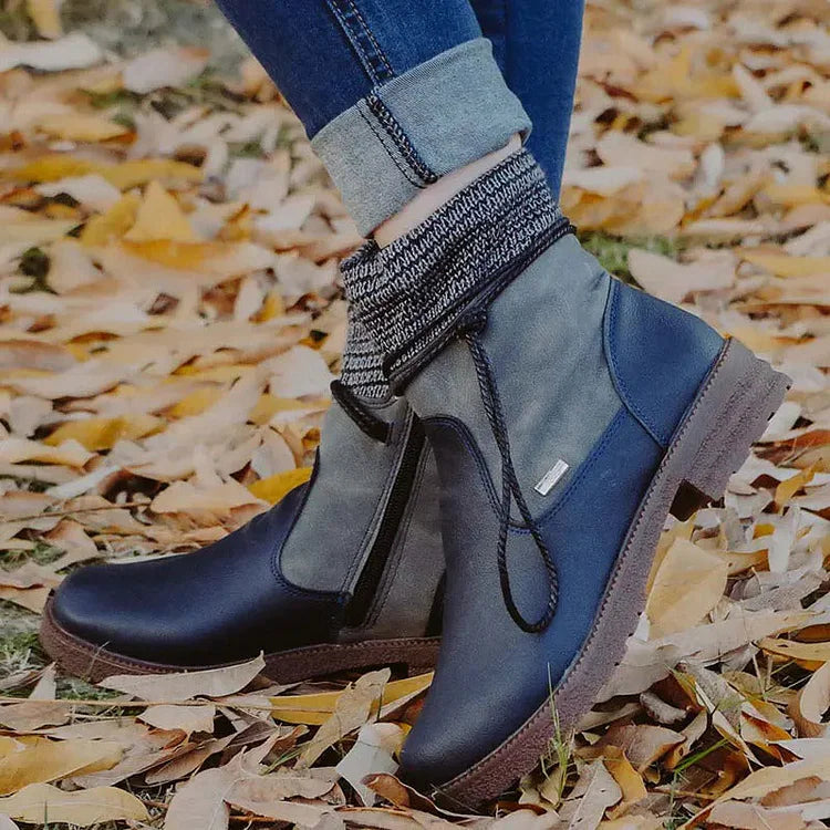 🔥Utolsó napi akció 50% KEDVEZMÉNY - Női alkalmi, régi bőr cipzáros csizma