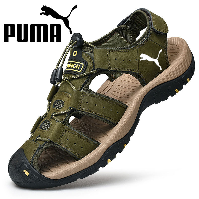 PUMA® borjúbőr, kézzel varrott szandál