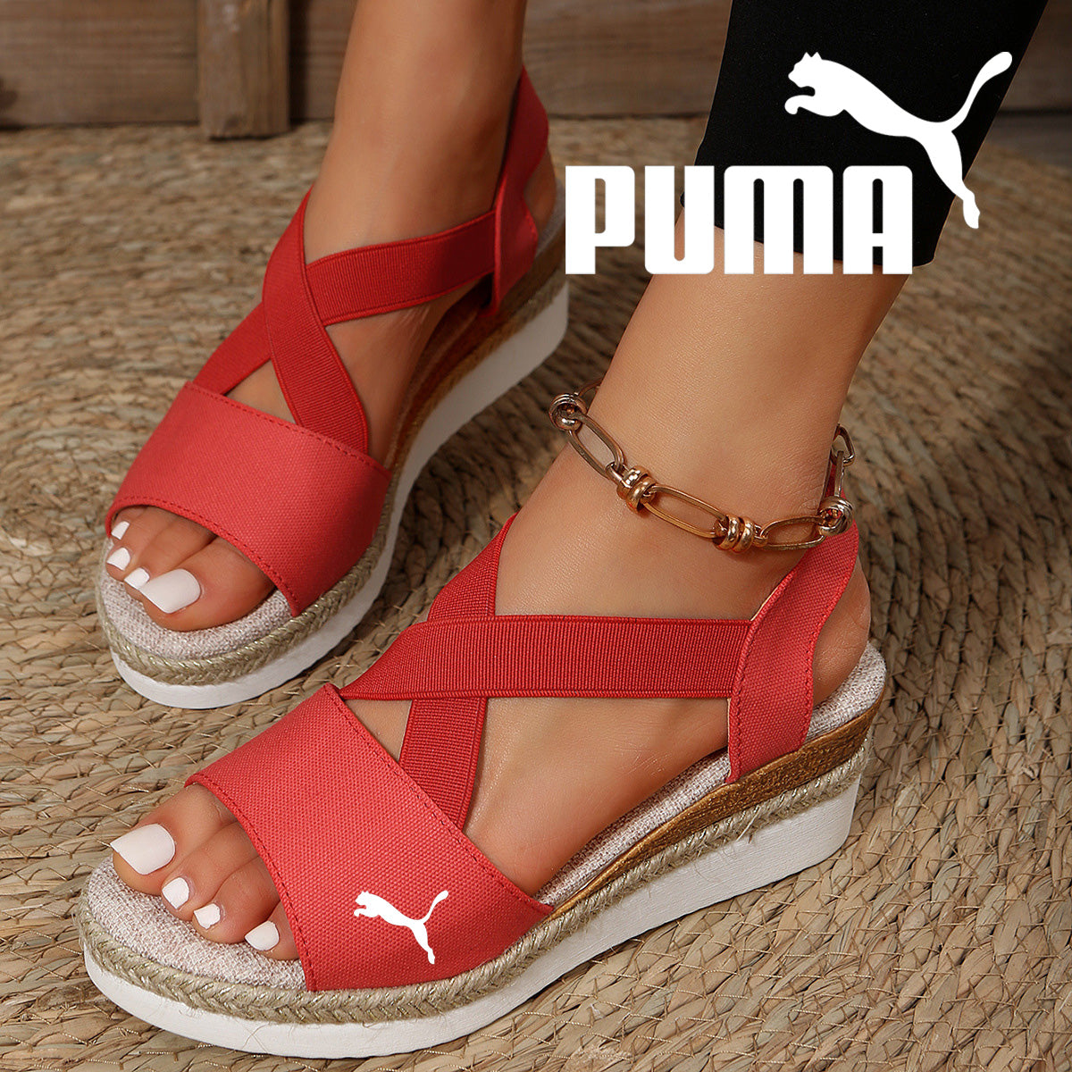 PUMA® Lélegző Éktalpú Platform Szandálok
