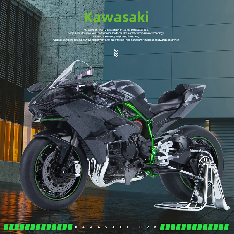 1:9 Kawasaki Ninja H2R motorkerékpár Diecast modelljáték