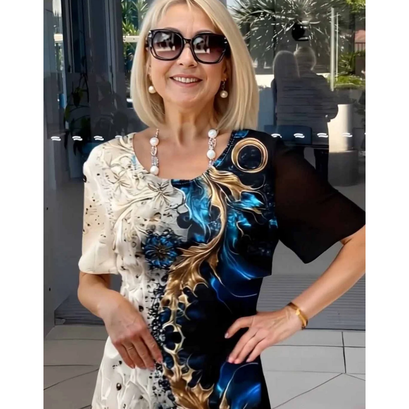 Laza nyári női ruha 3D virágmintával